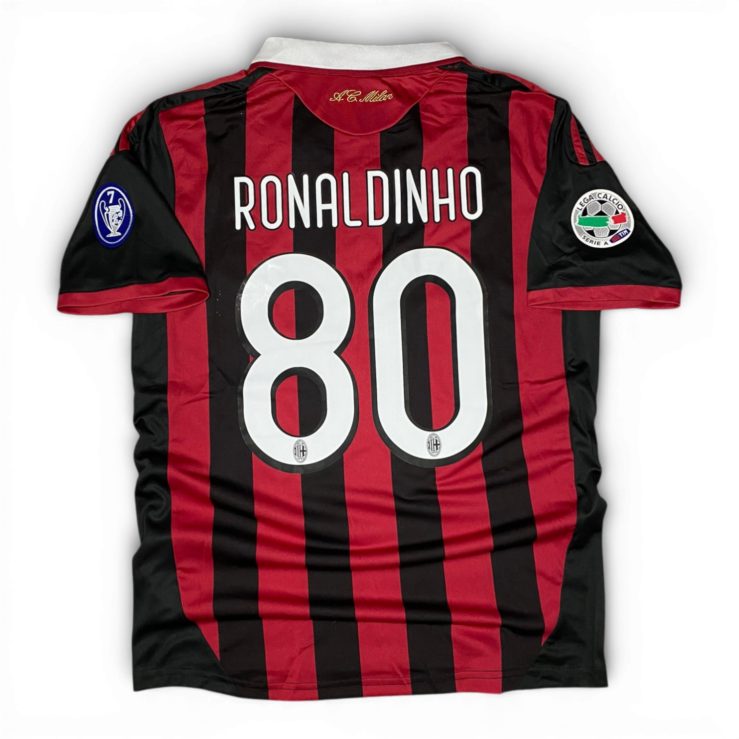 AC Milan home jersey for Paolo Maldini's farewell match. Season 09/10. Ronaldinho Gaucho.