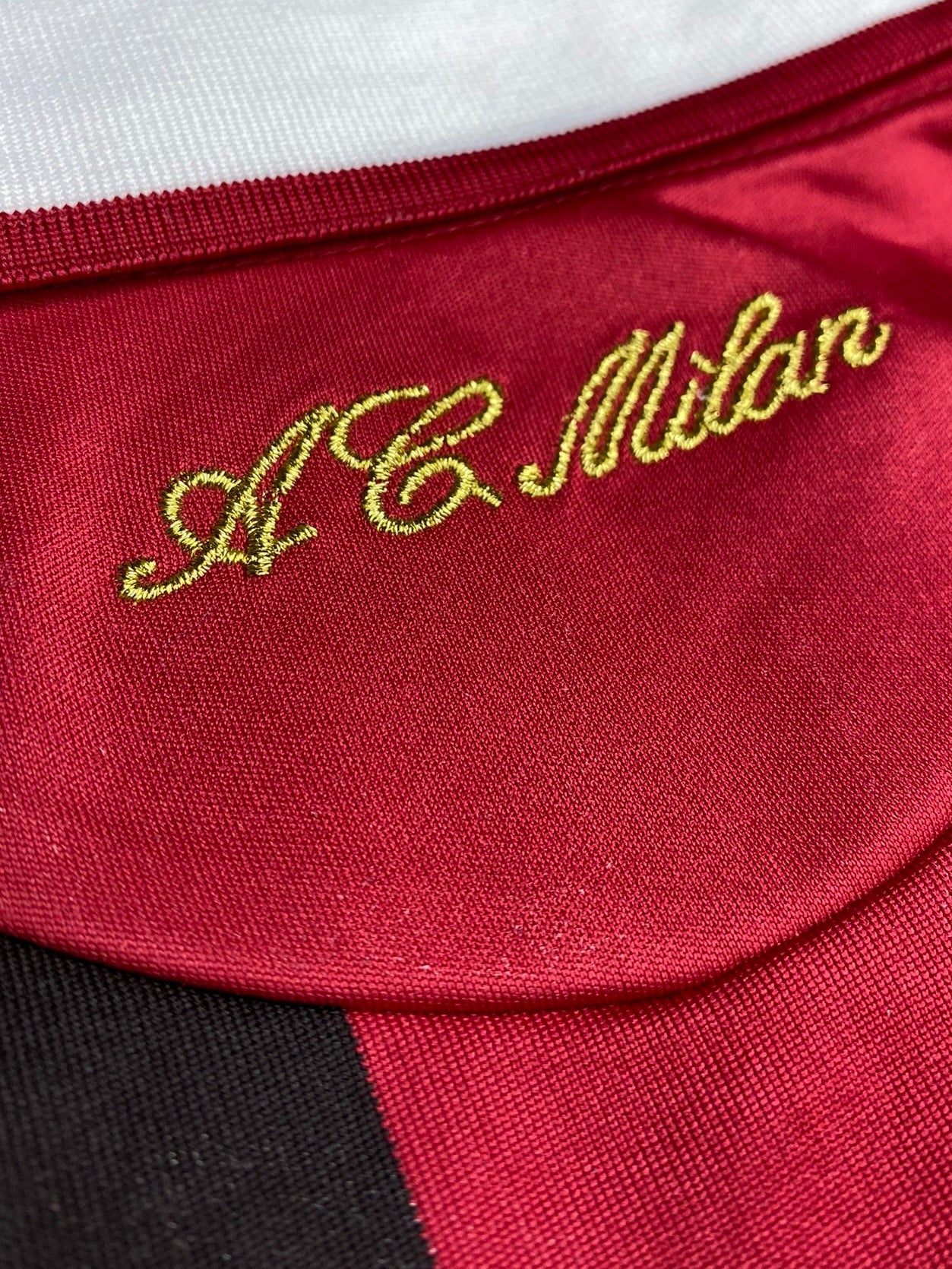 AC Milan home jersey for Paolo Maldini's farewell match. Season 09/10. Ronaldinho Gaucho.