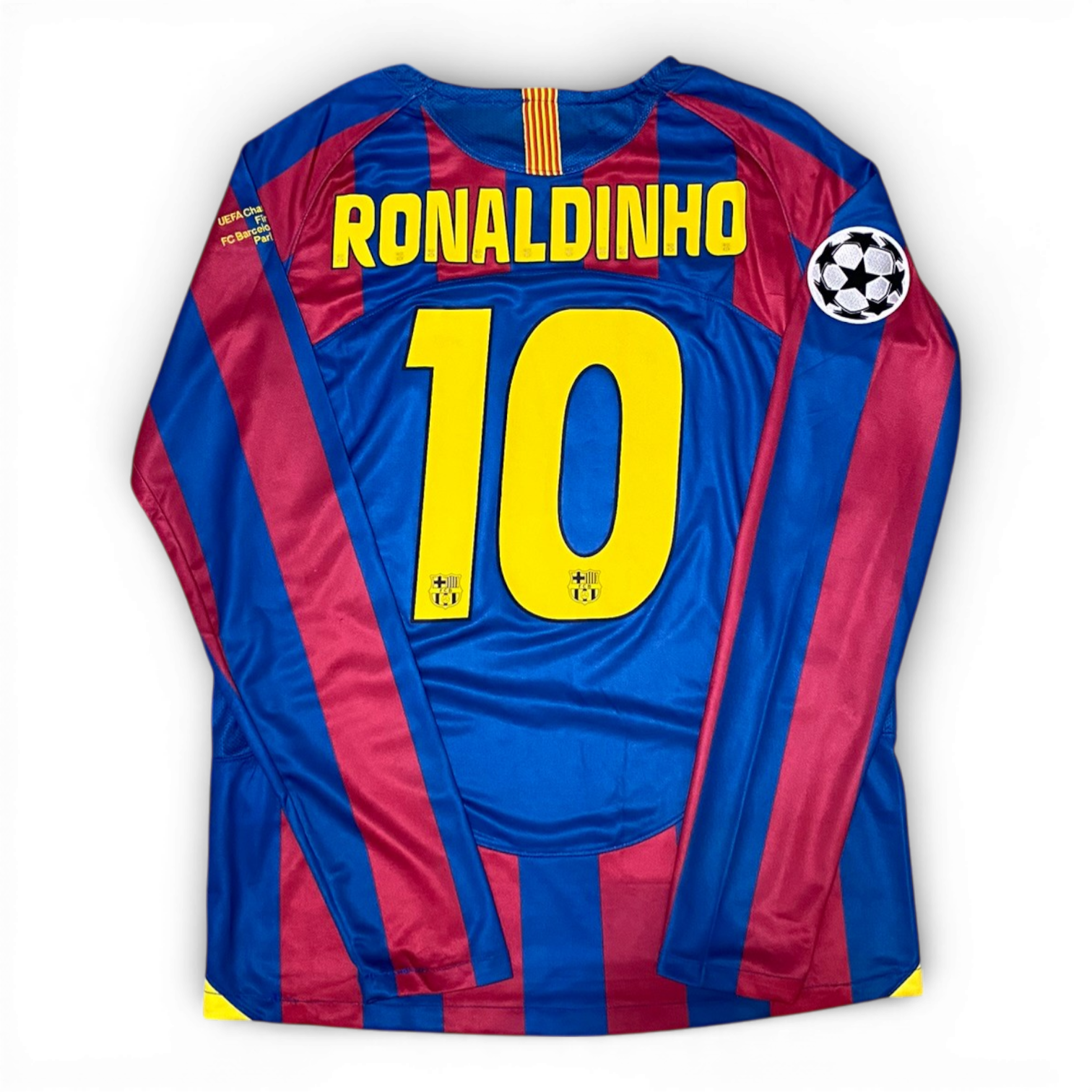 Barcelona's longsleeve home jersey for the 2006 Champions League Final. Ronaldinho Gaucho.