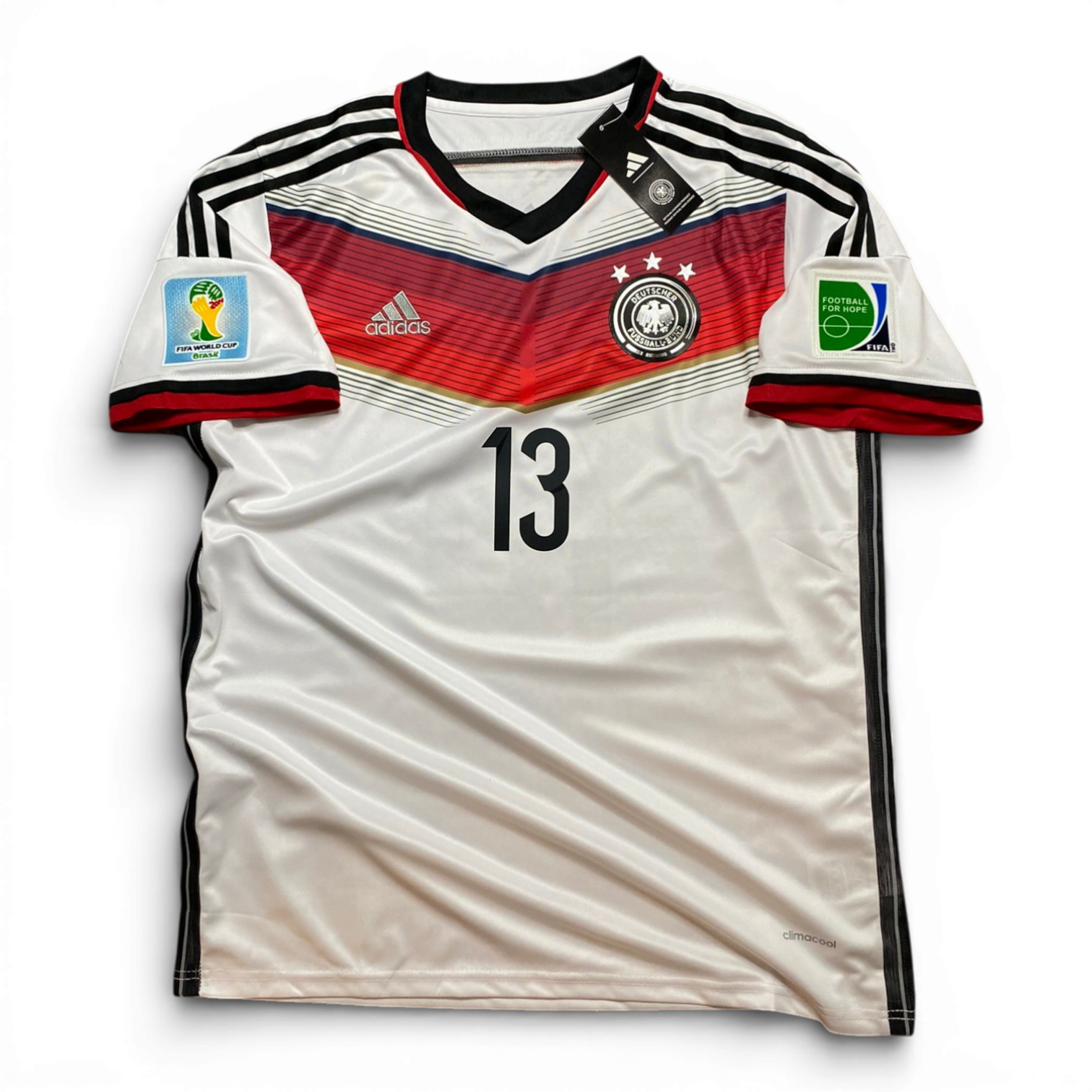Germany's home jersey for the 2014 World Cup. Thomas Muller