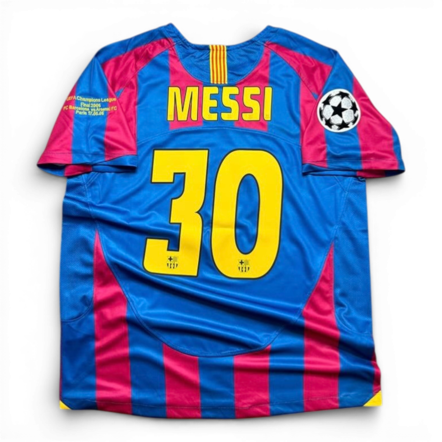 Barcelona's home jersey for the 2006 Champions League Final. Ronaldinho Gaucho.