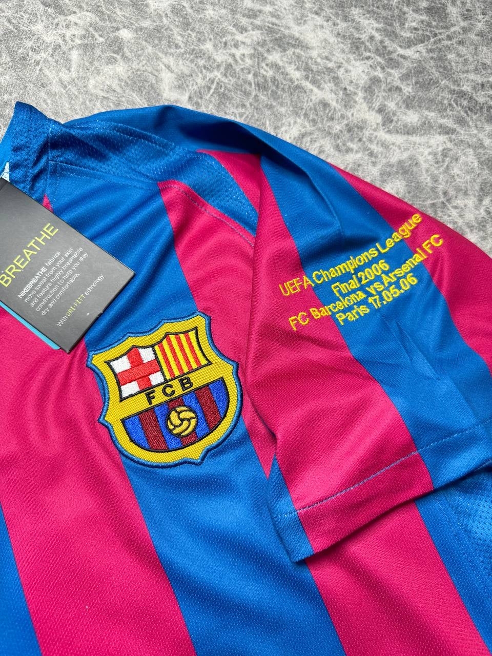 Barcelona's home jersey for the 2006 Champions League Final. Ronaldinho Gaucho.