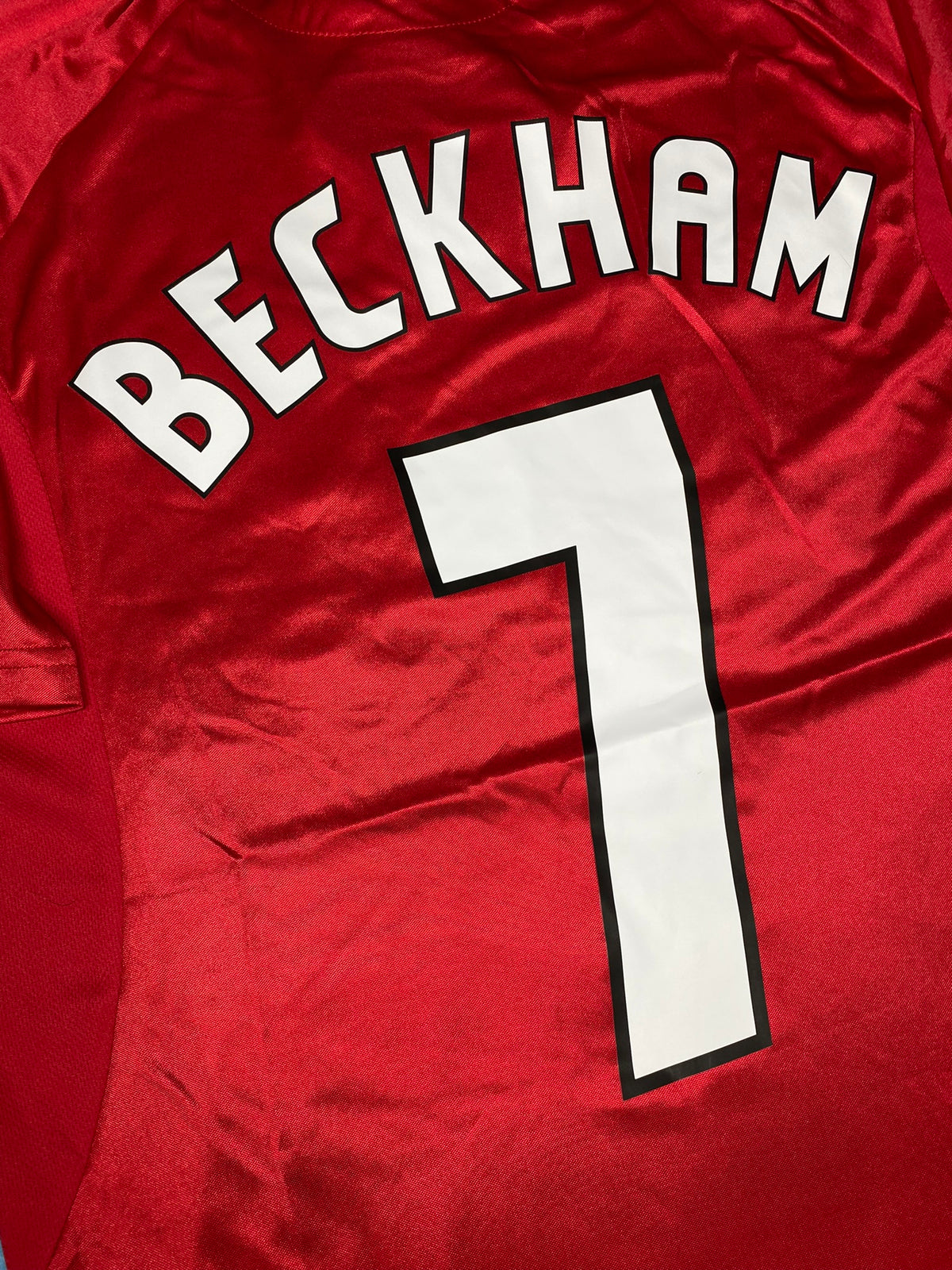 Manchester United's home jersey for the 1999 Champions League final. David Beckham