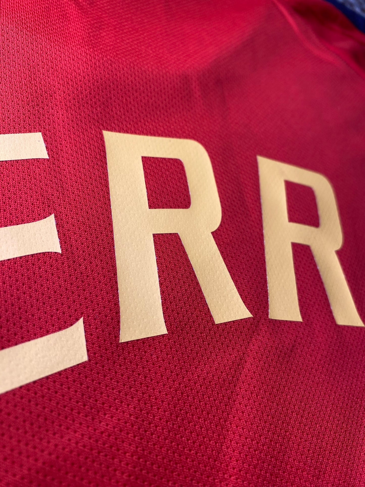 Spain's home jersey for the 2002 World Cup. Fernando Hierro