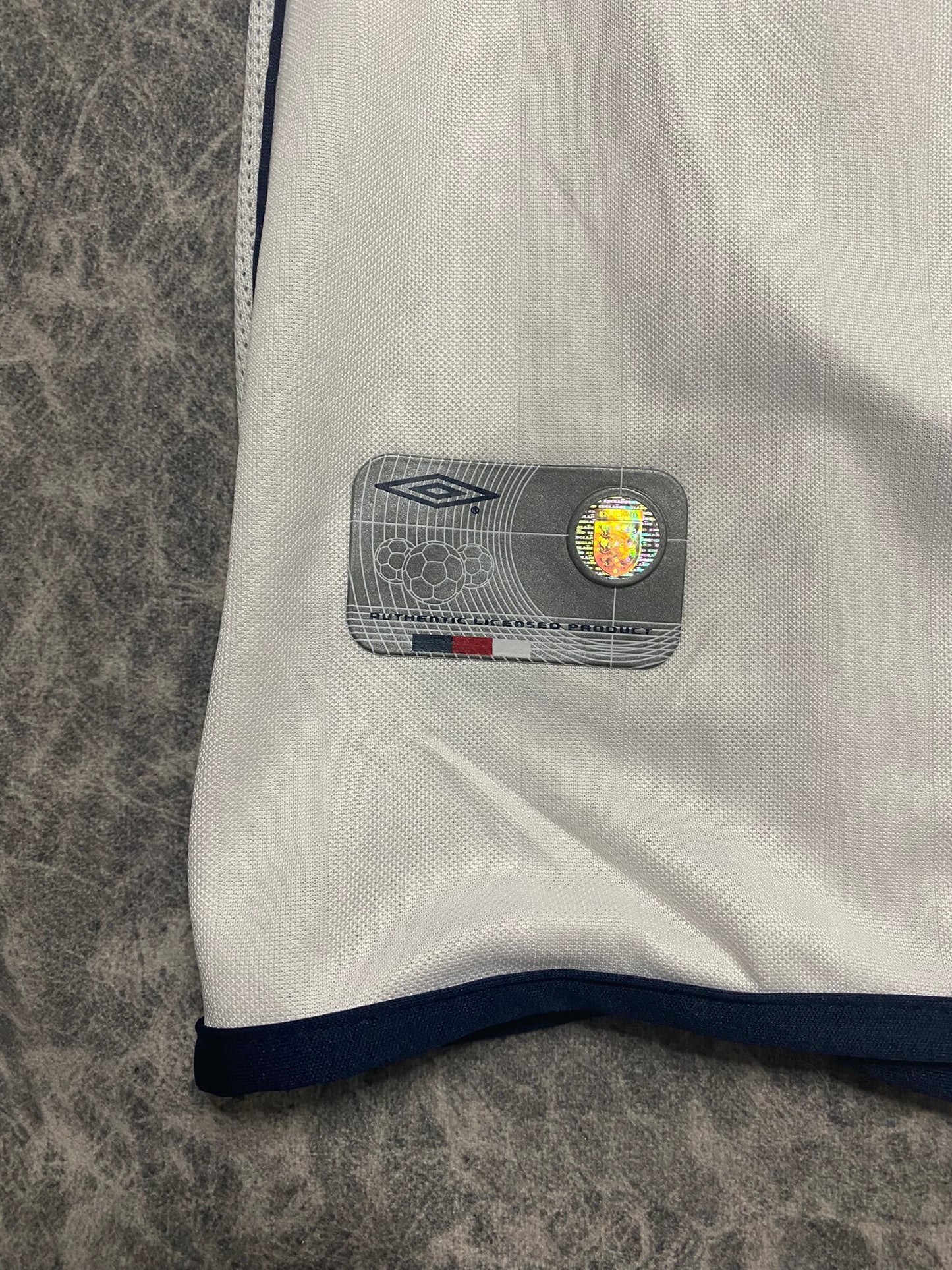 England's home jersey for the 2002 World Cup. David Beckham