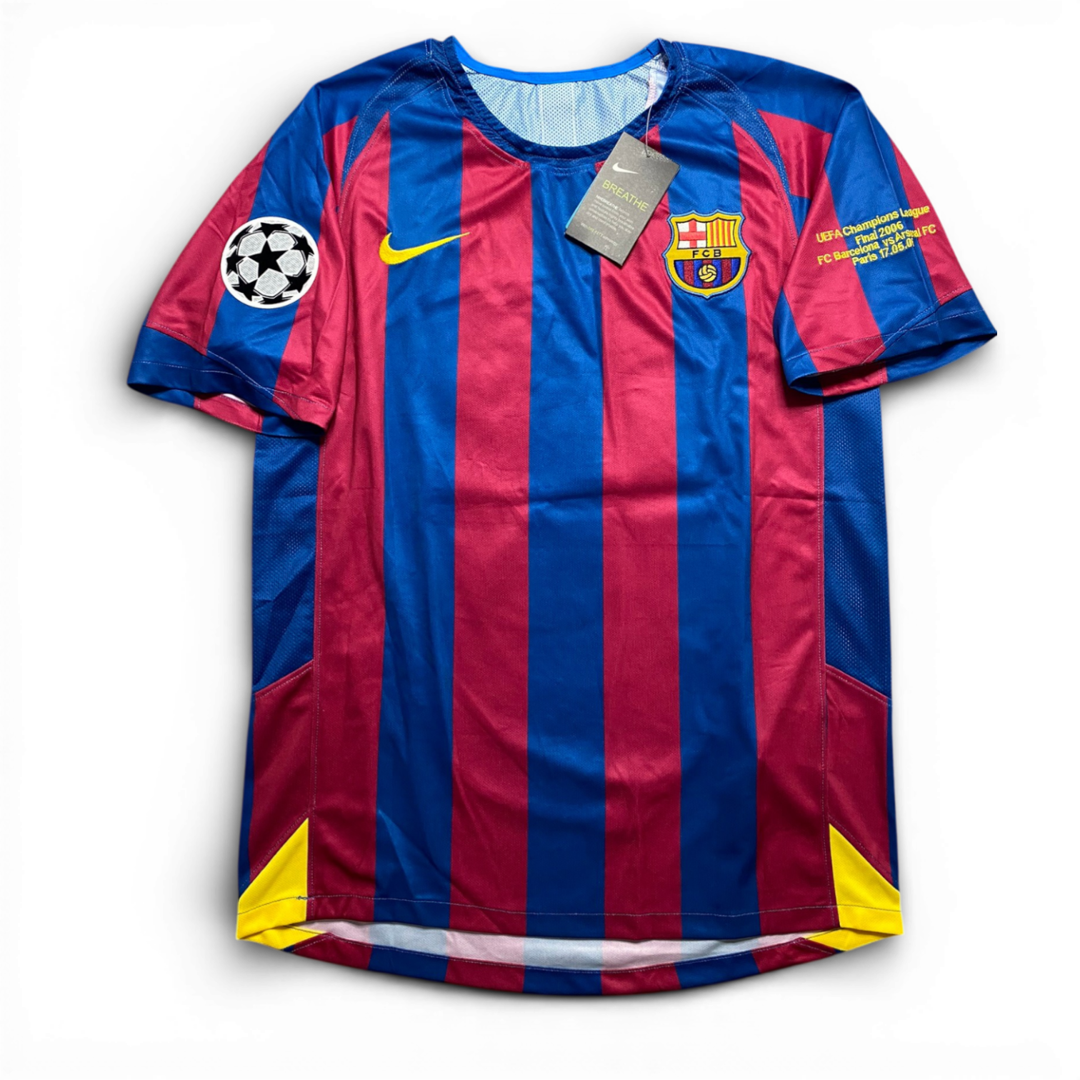 Barcelona's home jersey for the 2006 Champions League final. Ronaldinho Gaucho