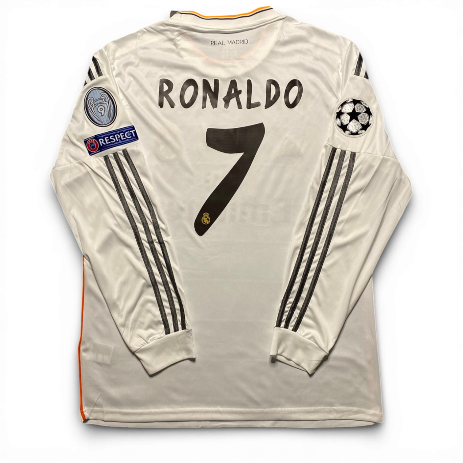 Real Madrid's home jersey for the 2014 Champions League Final. Cristiano Ronaldo