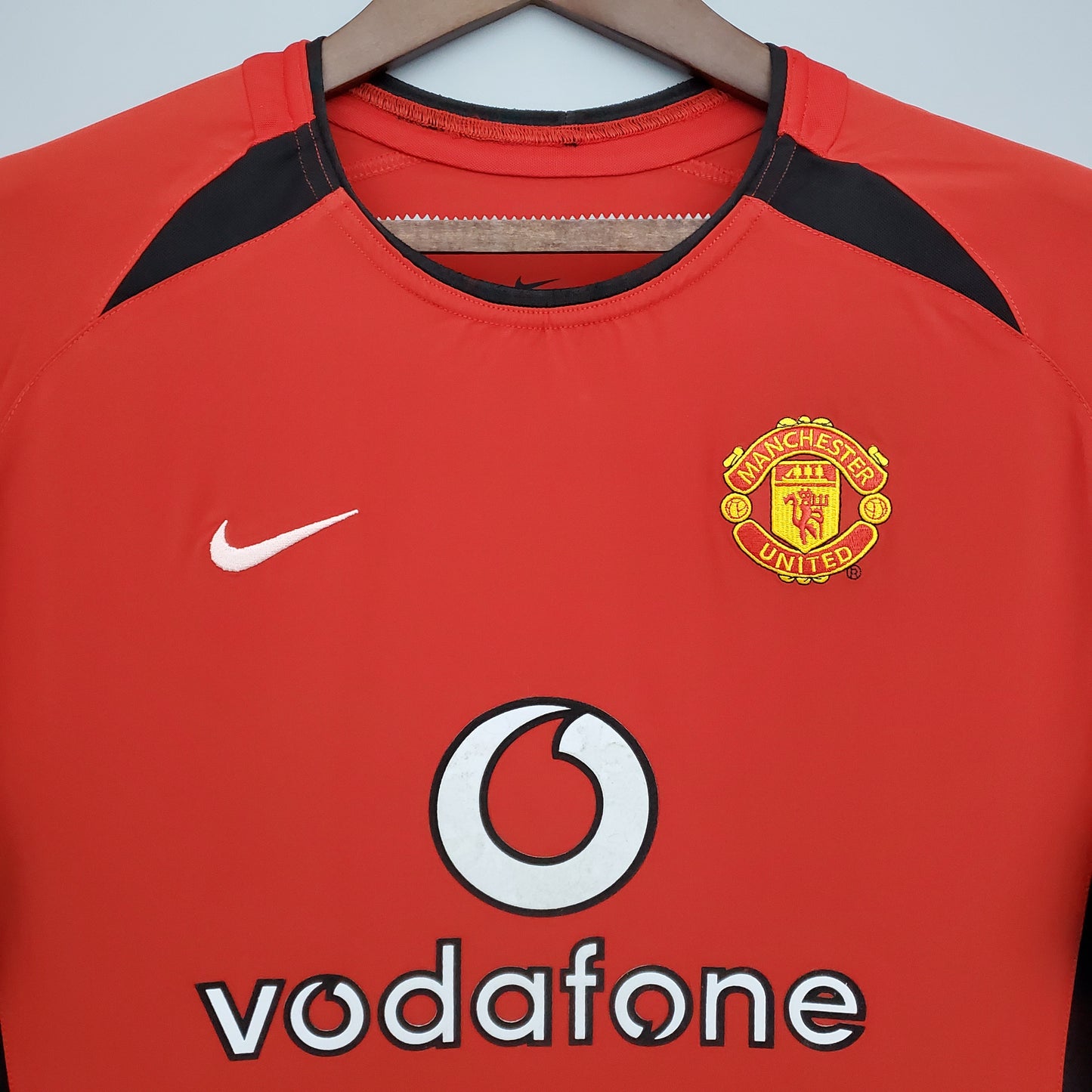 Manchester United logsleeve home jersey. Season 03/04