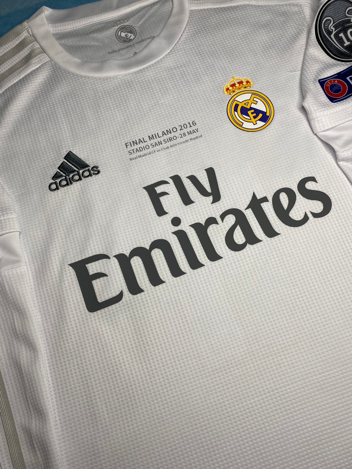 Real Madrid home jersey for the 2016 Champions League Final. Sergio Ramos.