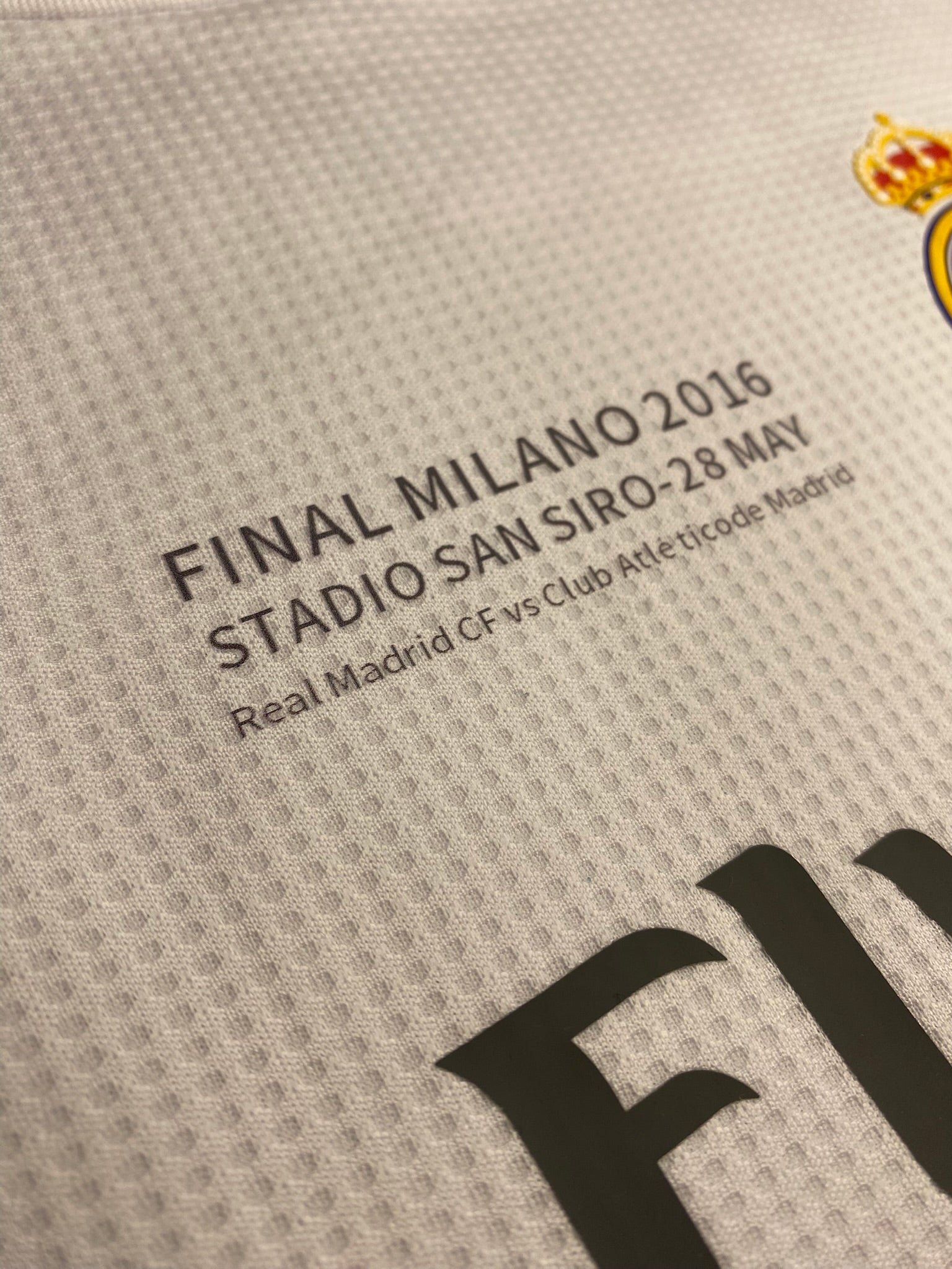 Real Madrid home jersey for the 2016 Champions League Final. Sergio Ramos.