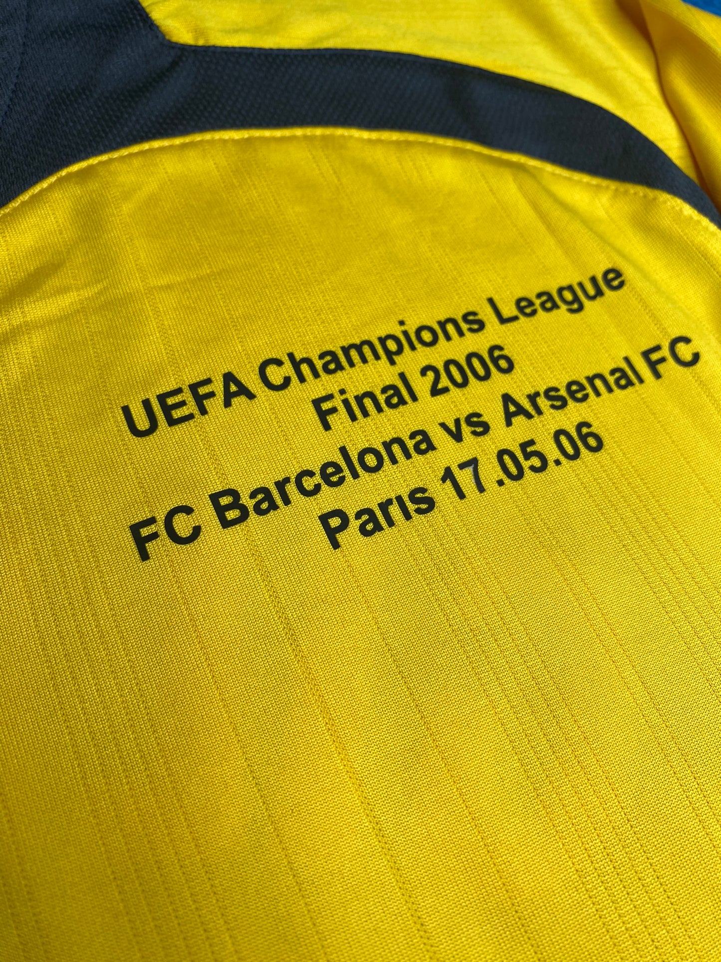 Arsenal's away jersey for the 2006 Champions League Final. Gilberto Silva.