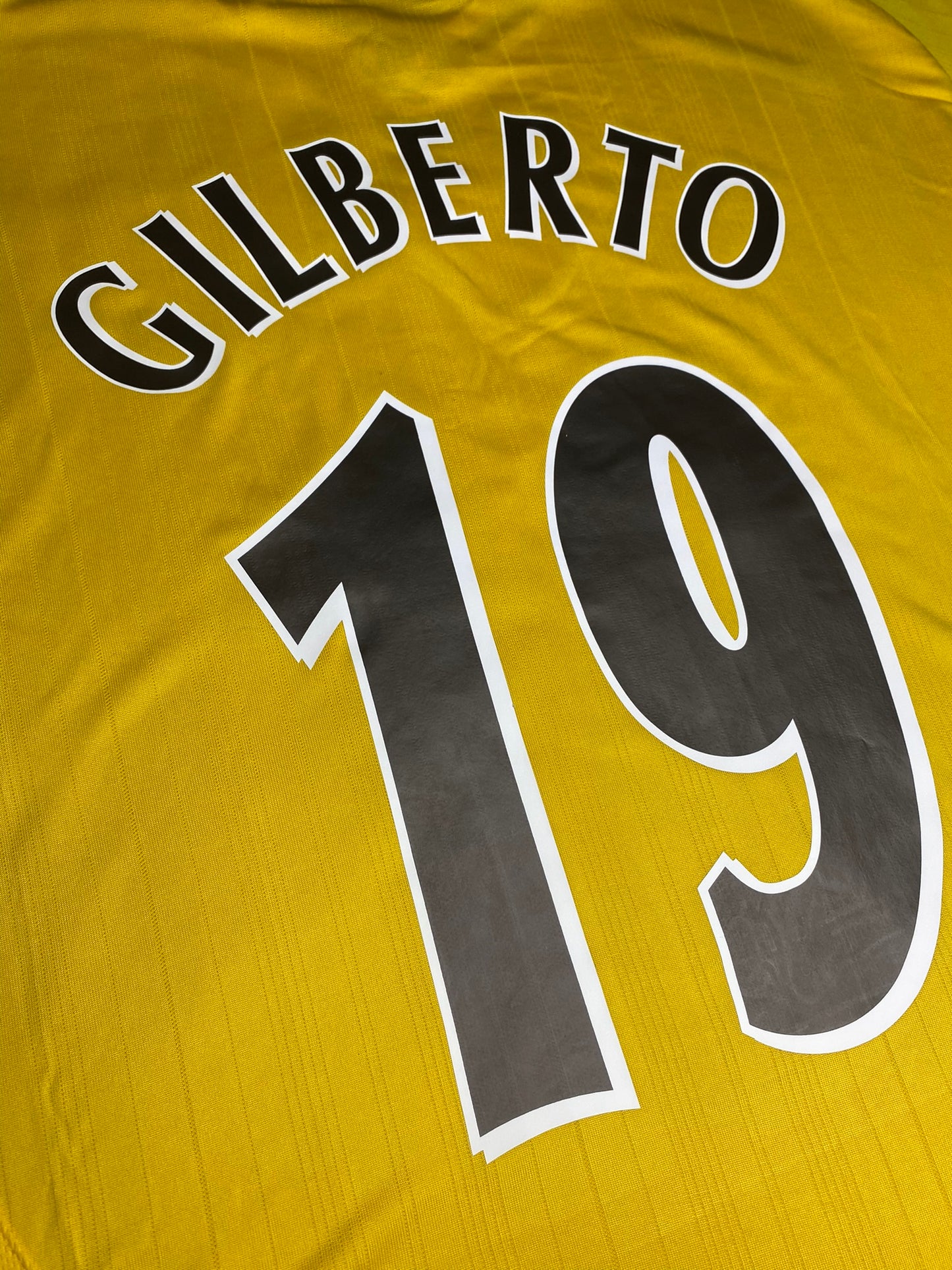 Arsenal's away jersey for the 2006 Champions League Final. Gilberto Silva.