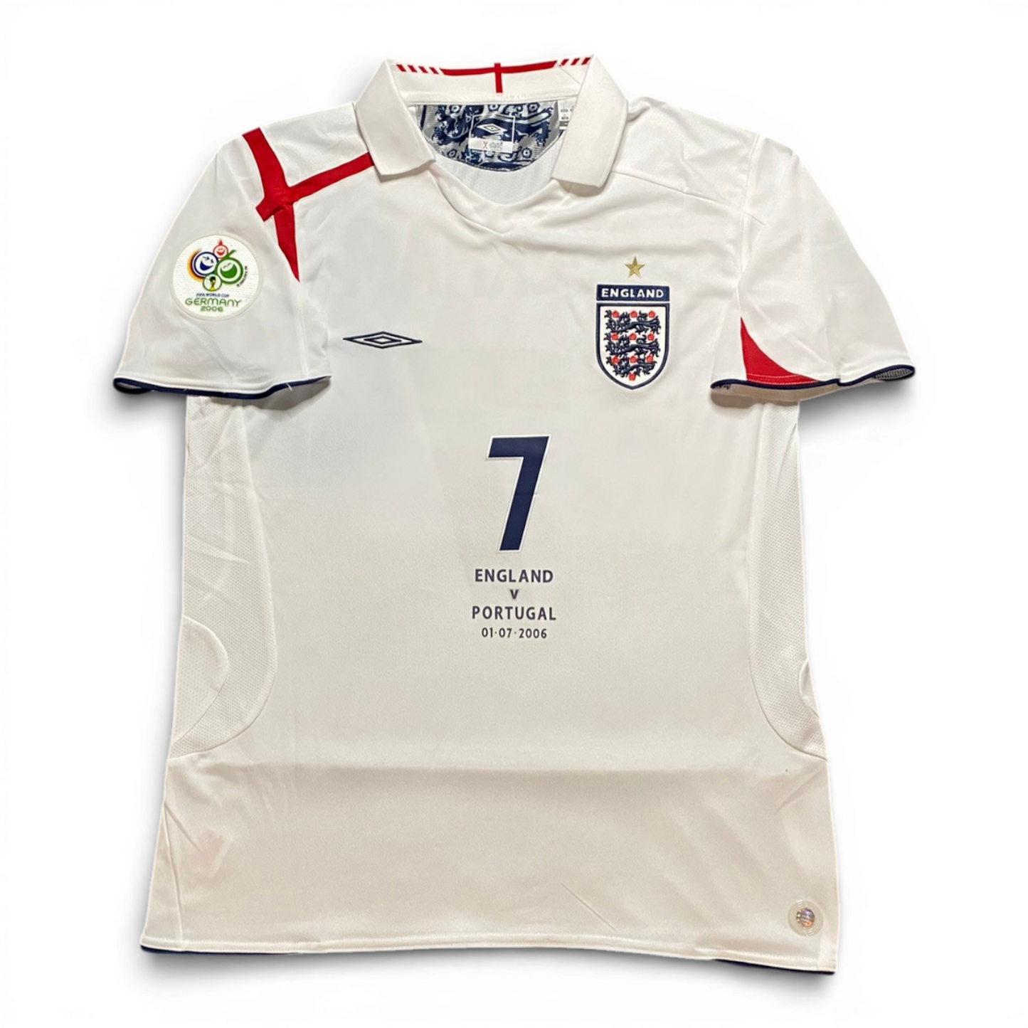 England's home jersey for the 2006 World Cup. David Beckham.