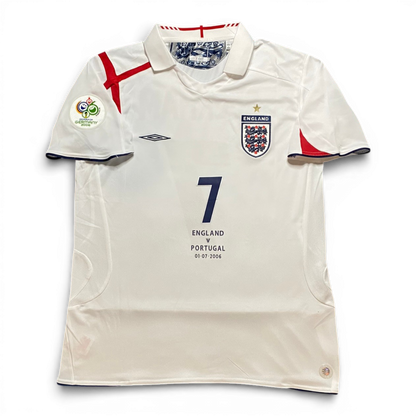 England's home jersey for the 2006 World Cup. David Beckham.