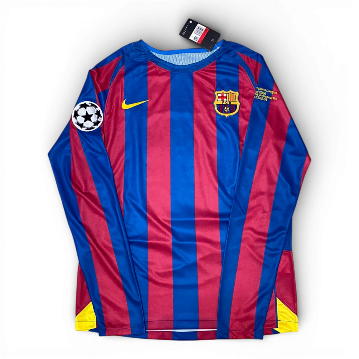 Barcelona's longsleeve home jersey for the 2006 Champions League Final. Ronaldinho Gaucho.