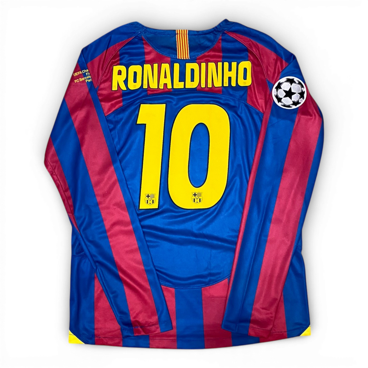Barcelona's longsleeve home jersey for the 2006 Champions League Final. Ronaldinho Gaucho.