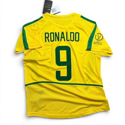 Brazil's home jersey for the 2002 World Cup. Ronaldo Nazario Luis de Lima.