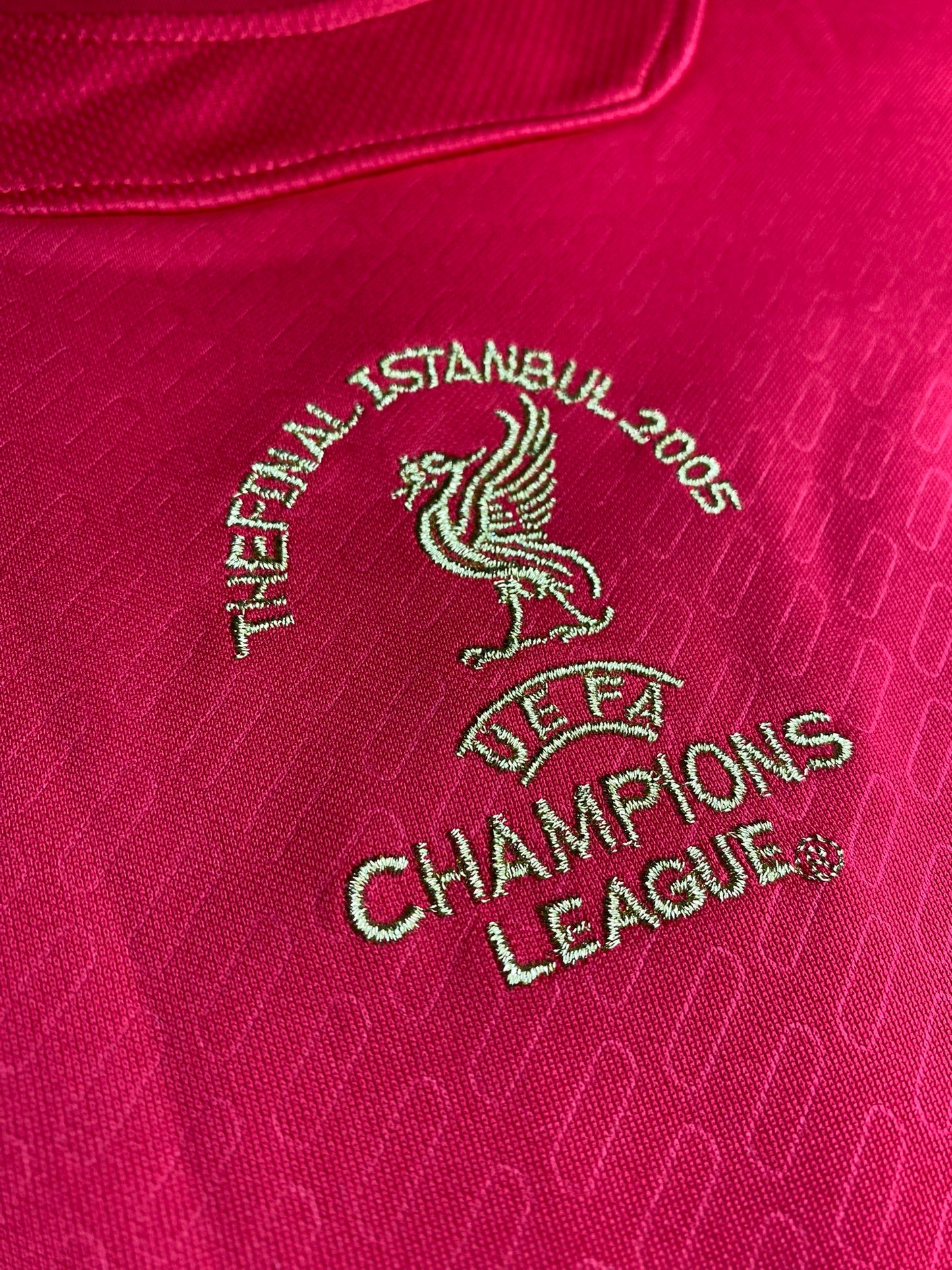 Liverpool's home jersey for the 2005 Champions League Final. Steven Gerrard.
