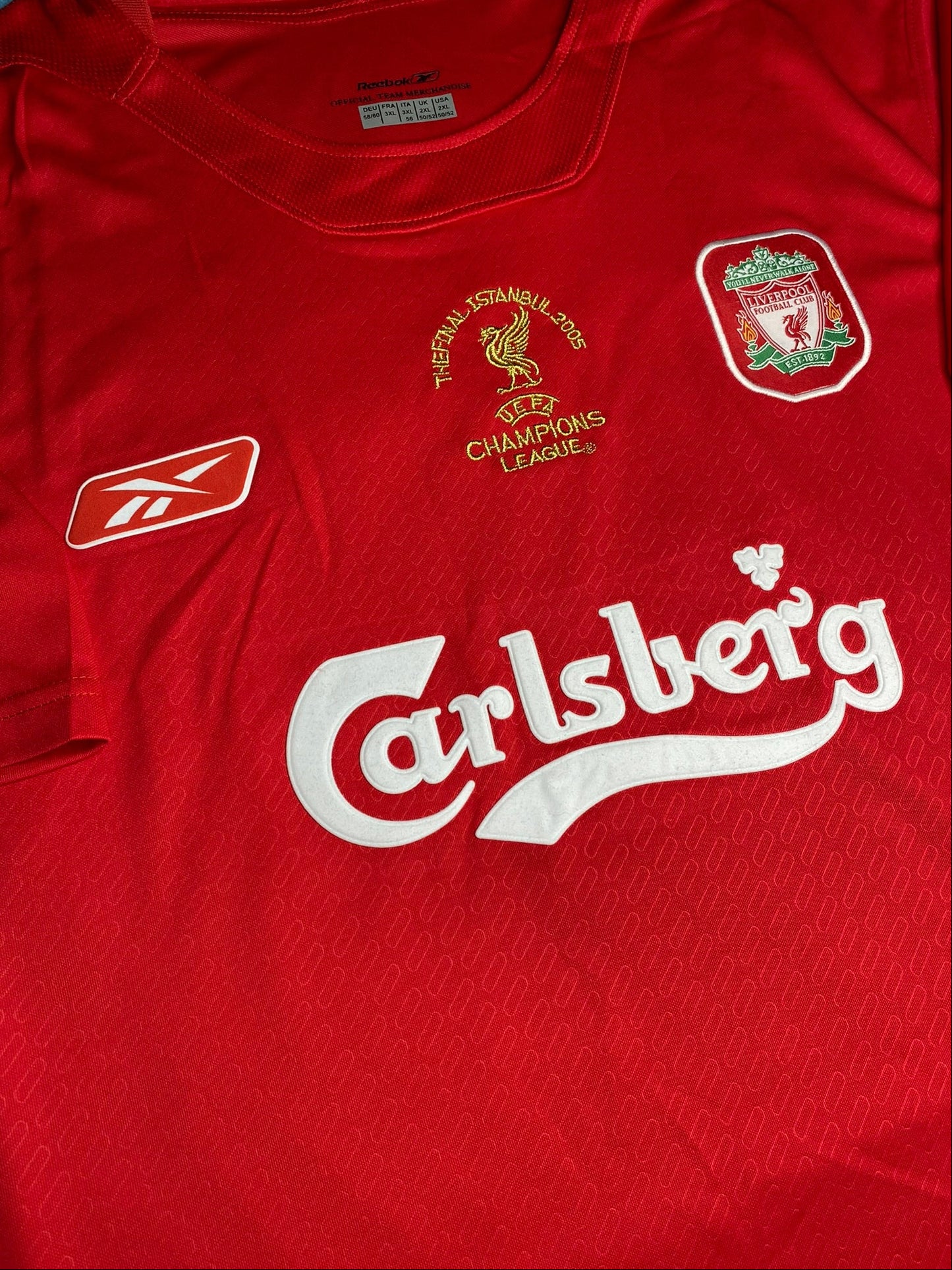 Liverpool's home jersey for the 2005 Champions League Final. Steven Gerrard.