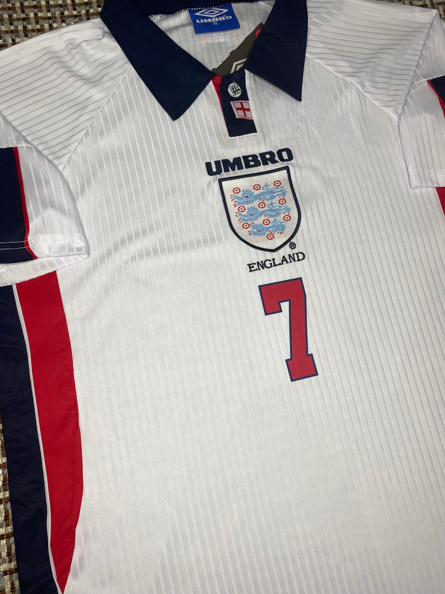 England's 1998 home jersey. David Beckham.
