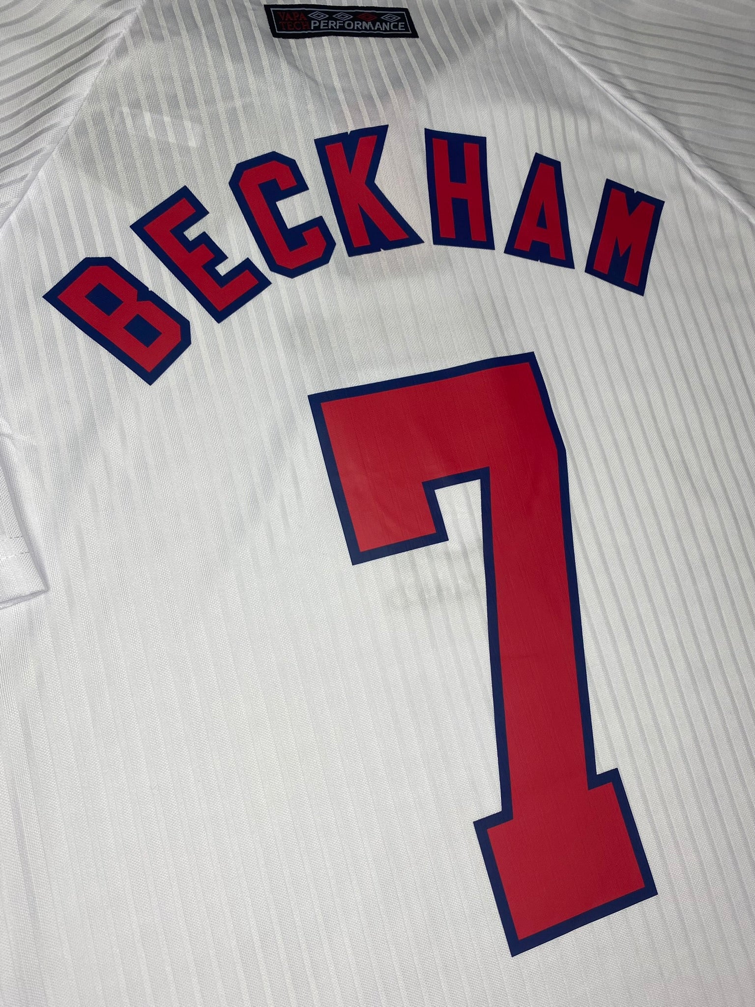 England's 1998 home jersey. David Beckham.