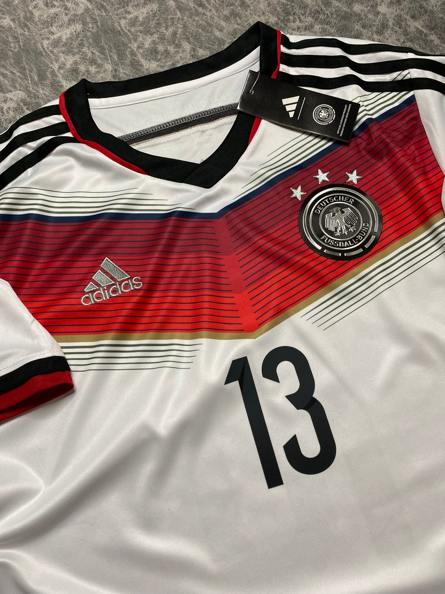 Germany's home jersey for the 2014 World Cup. Thomas Muller