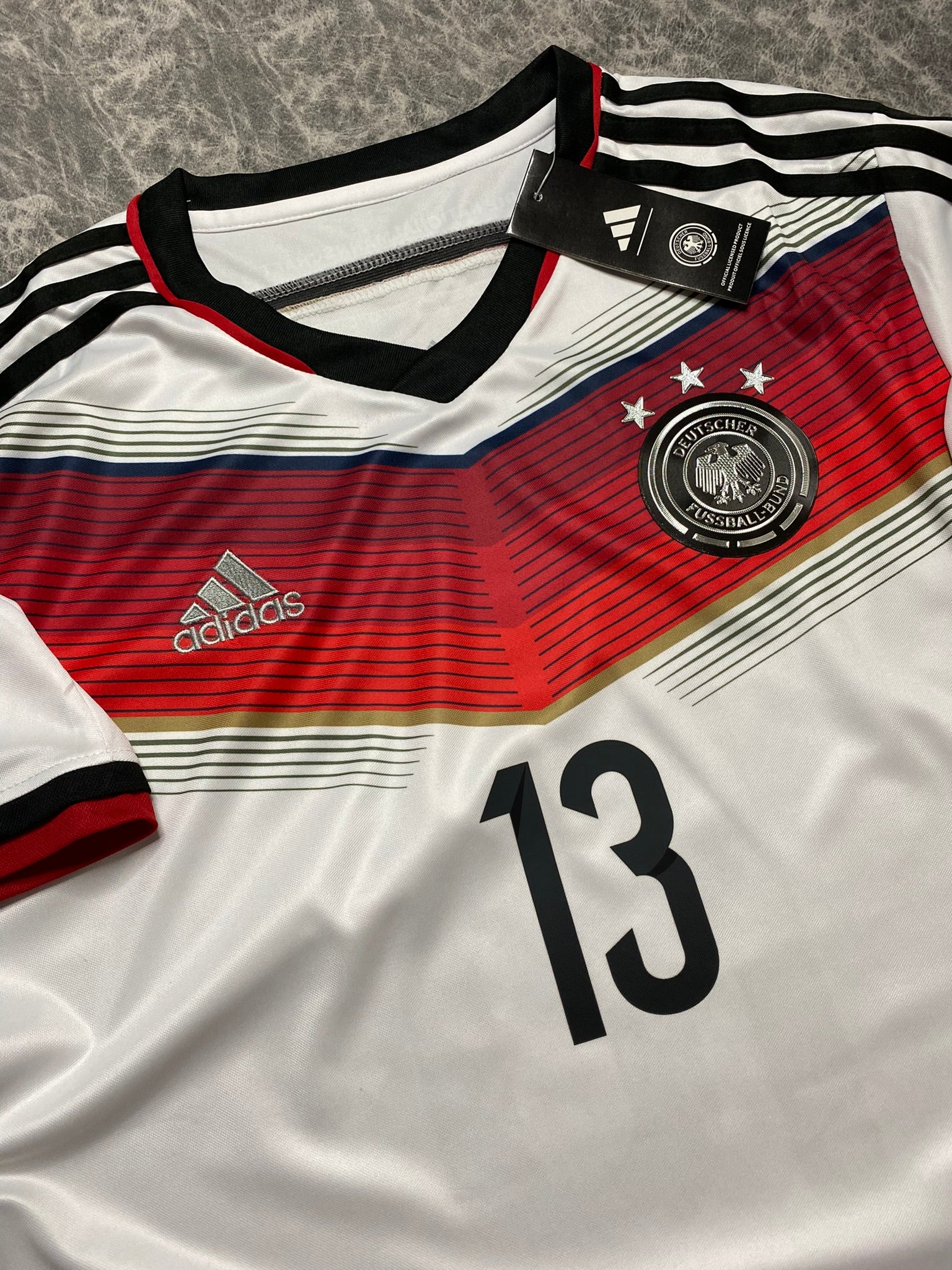 Germany's home jersey for the 2014 World Cup. Thomas Muller