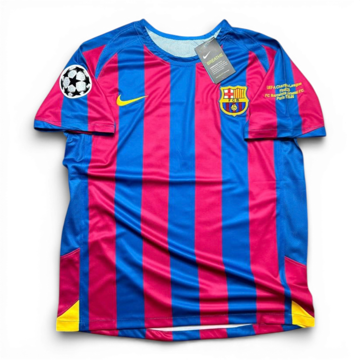 Barcelona's home jersey for the 2006 Champions League Final. Ronaldinho Gaucho.