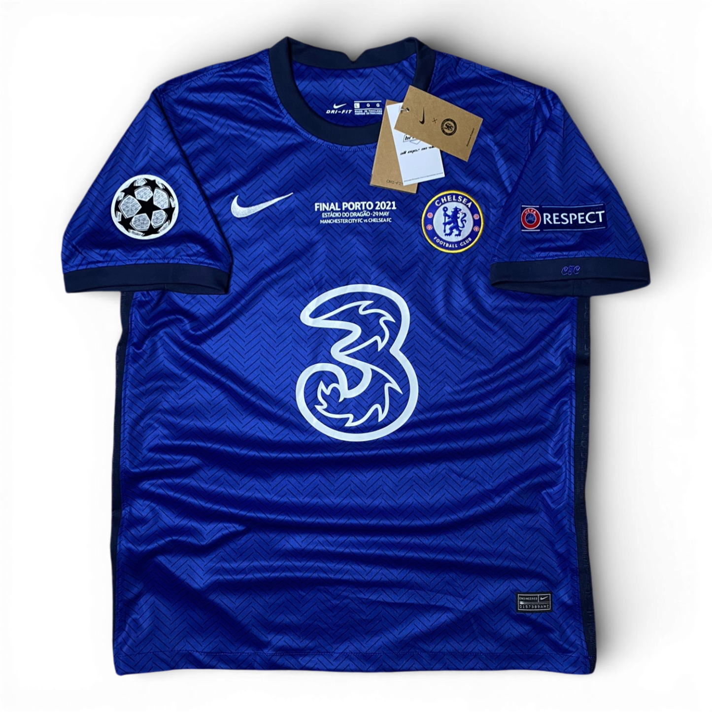 Chelsea's home jersey for the 2021 Champions League final. Ngolo Kante.