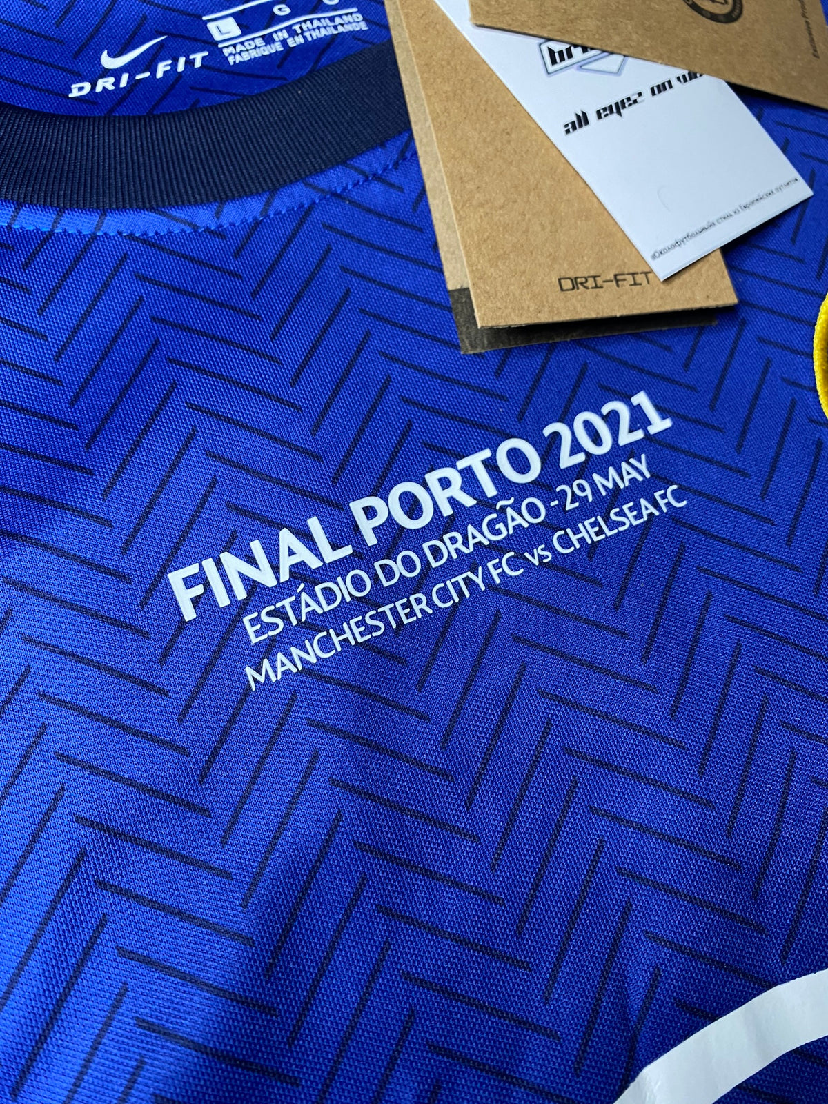 Chelsea's home jersey for the 2021 Champions League final. Ngolo Kante.