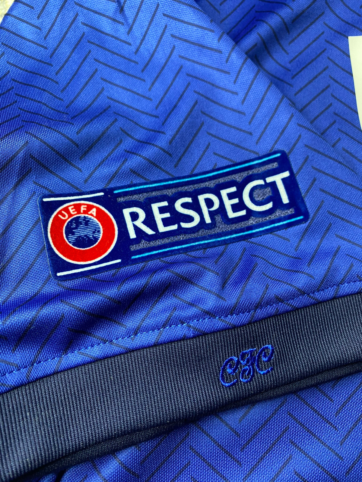 Chelsea's home jersey for the 2021 Champions League final. Ngolo Kante.
