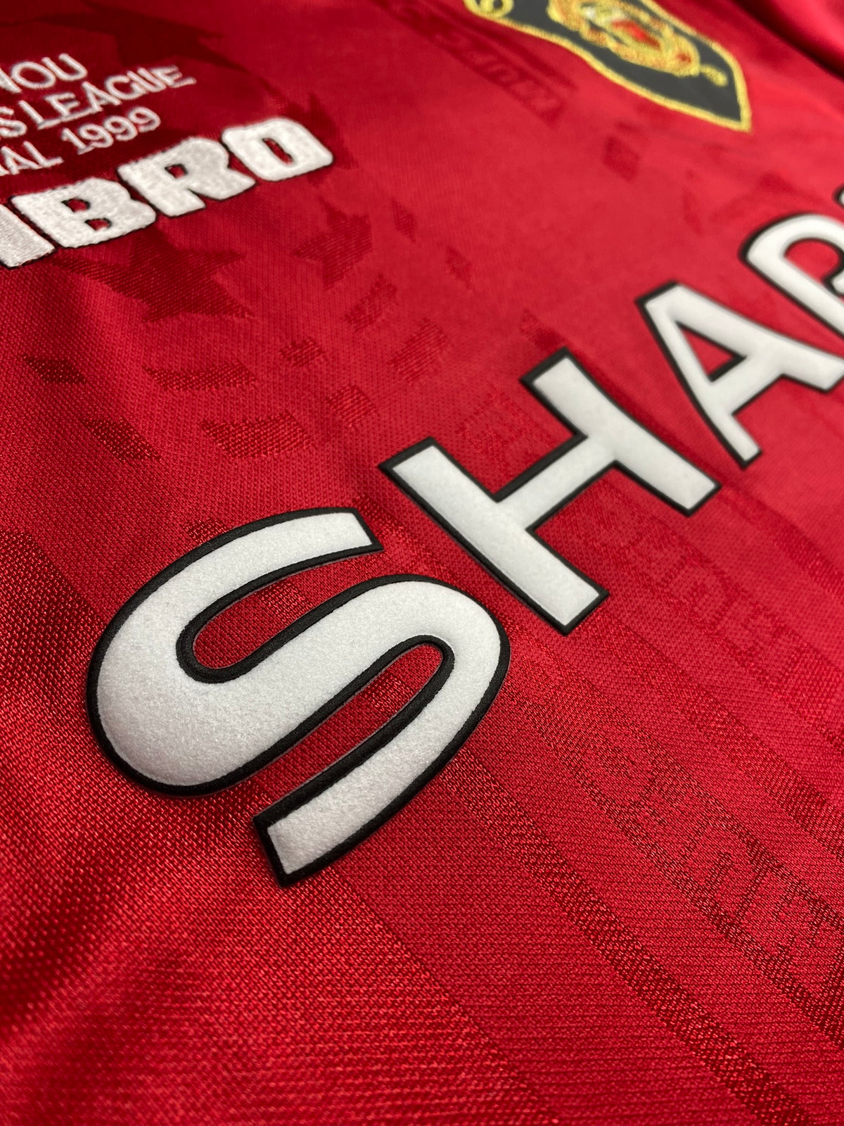 Manchester United's home jersey for the 1999 Champions League final. David Beckham