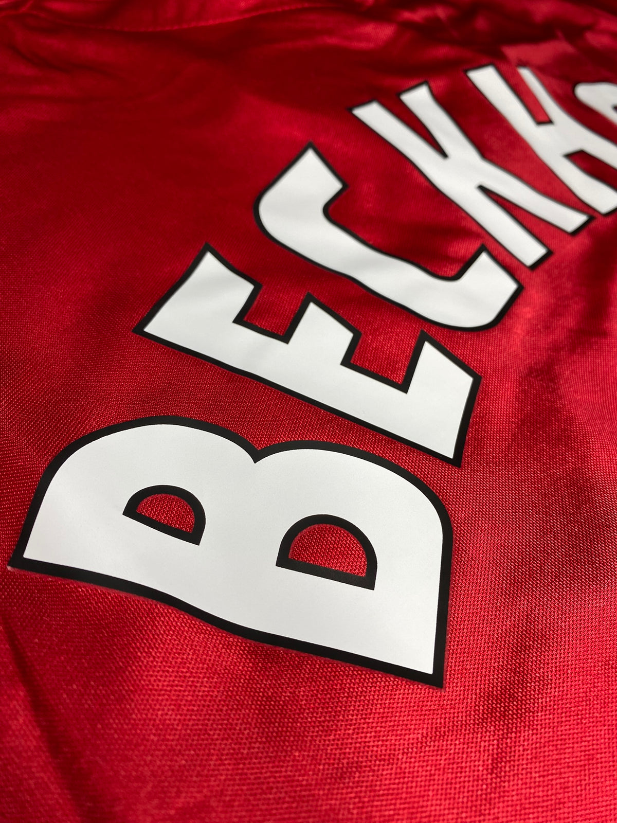 Manchester United's home jersey for the 1999 Champions League final. David Beckham