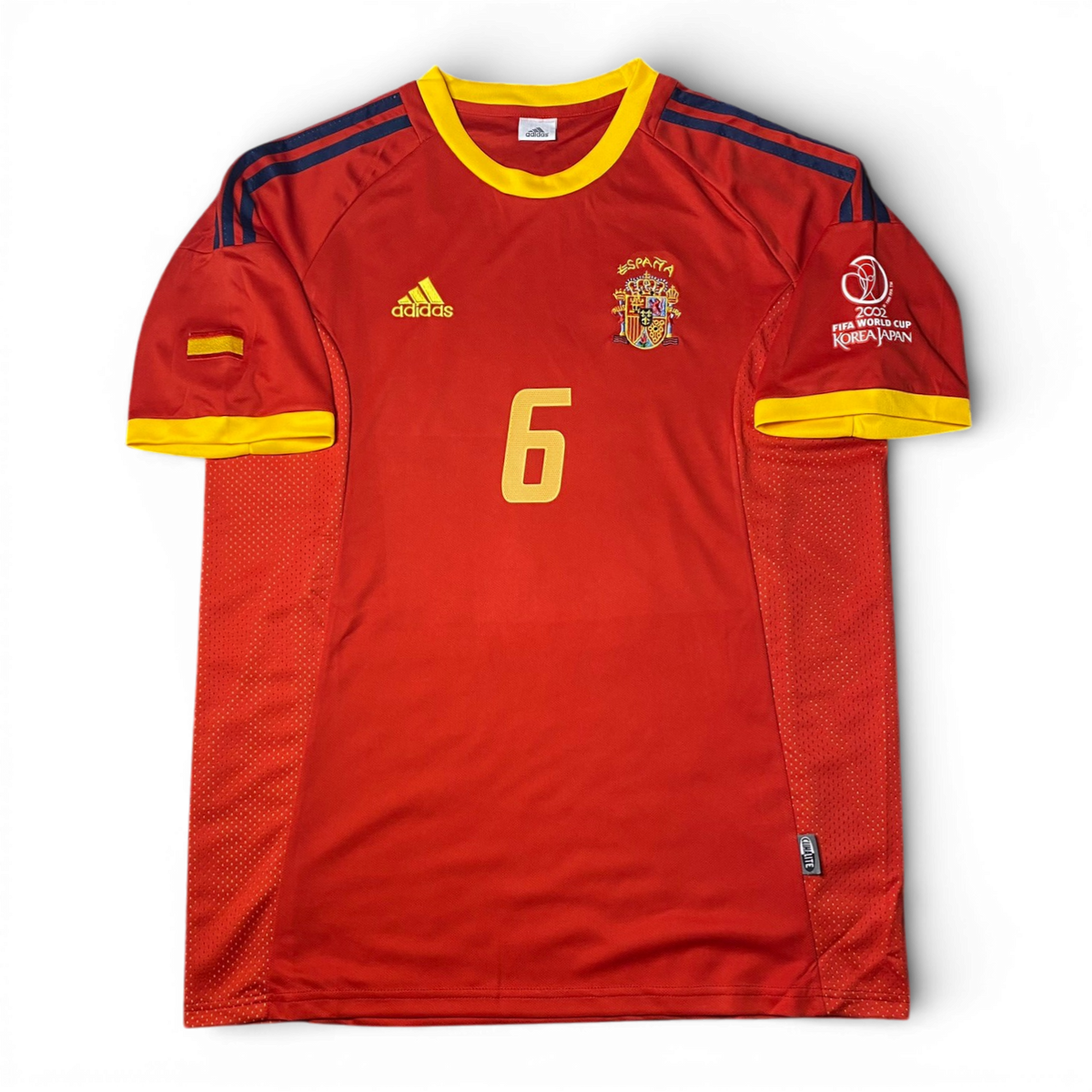 Spain's home jersey for the 2002 World Cup. Fernando Hierro