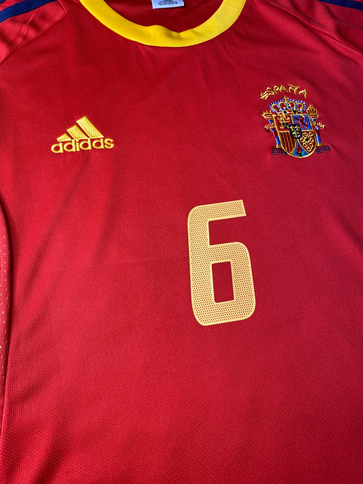 Spain's home jersey for the 2002 World Cup. Fernando Hierro