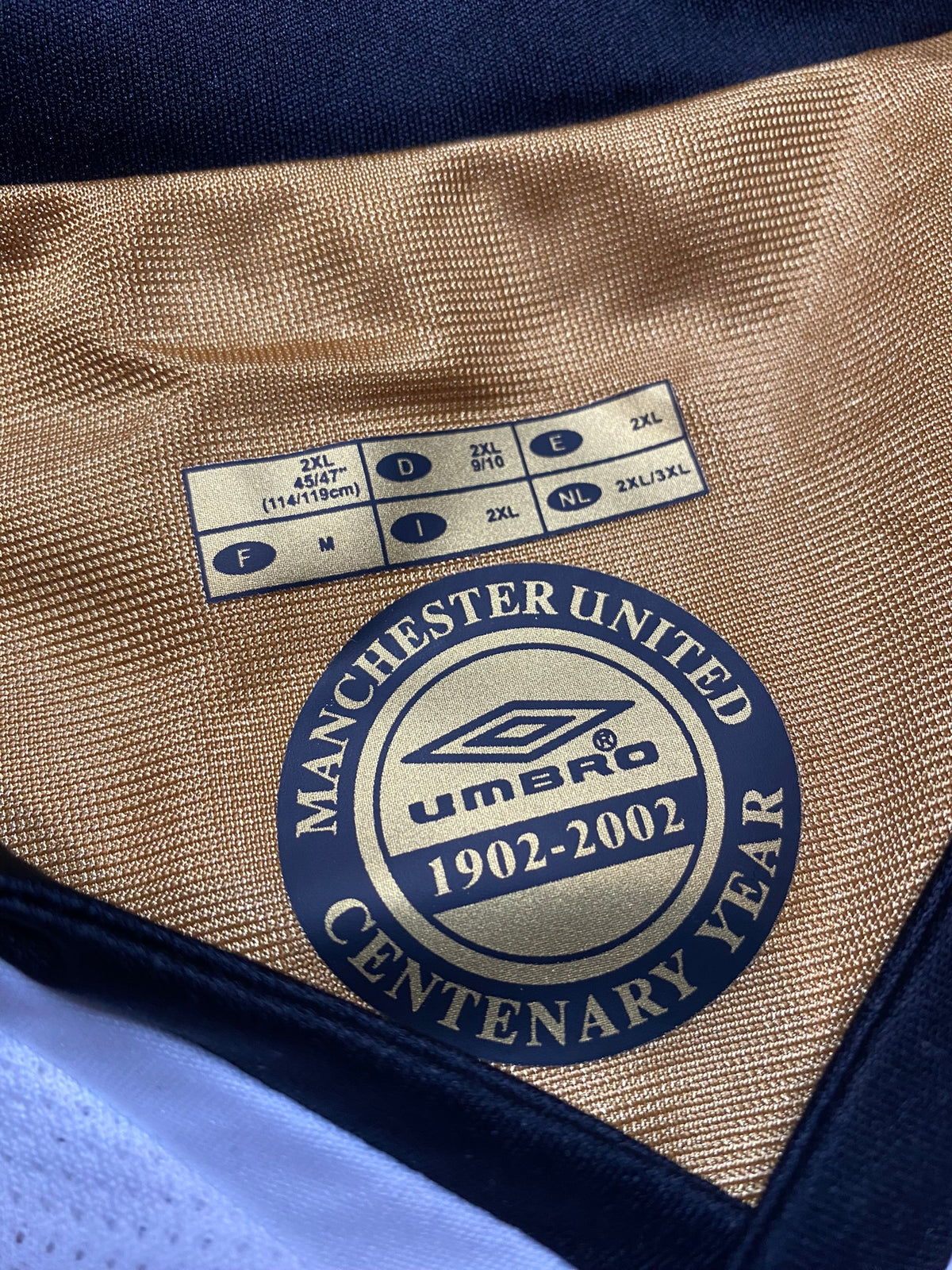 Manchester United reversible jersey commemorating the club's 100th anniversary. Season 01/02. Ruud Van Nistelrooy