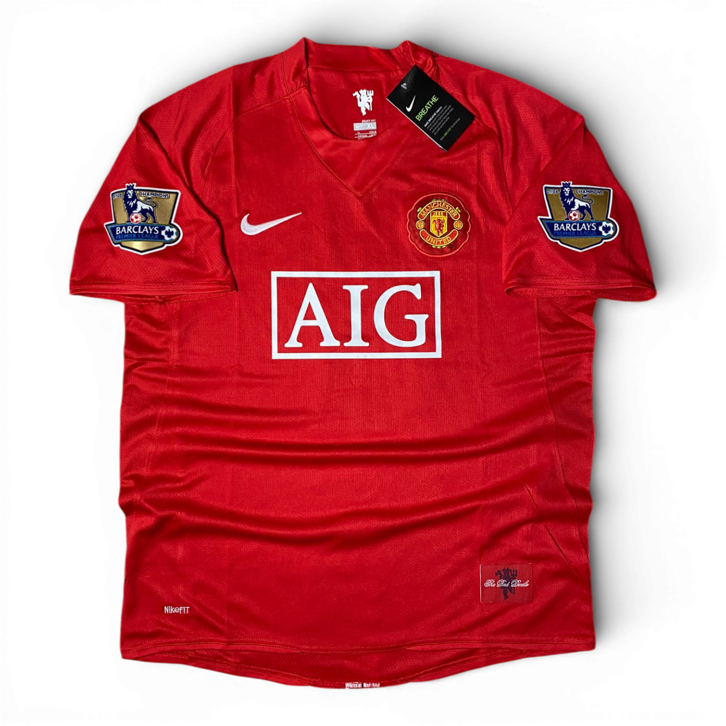 Manchester United's home jersey. Season 07/08. Luís Nani