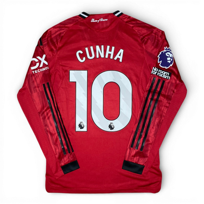 Manchester United longsleeve home jersey. Season 25/26. Matheus Cunha