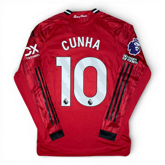 Manchester United longsleeve home jersey. Season 25/26. Matheus Cunha