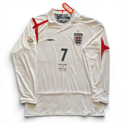 England's longsleeve home jersey for the 2006 World Cup. David Beckham.