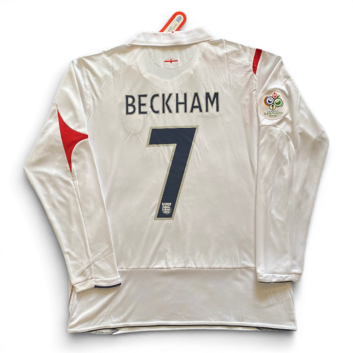 England's longsleeve home jersey for the 2006 World Cup. David Beckham.
