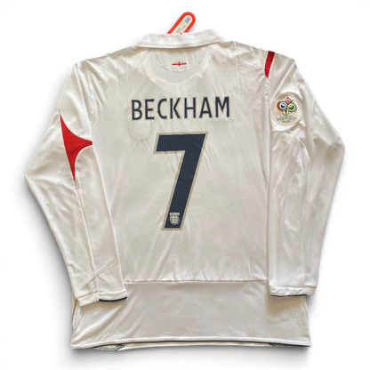 England's longsleeve home jersey for the 2006 World Cup. David Beckham.