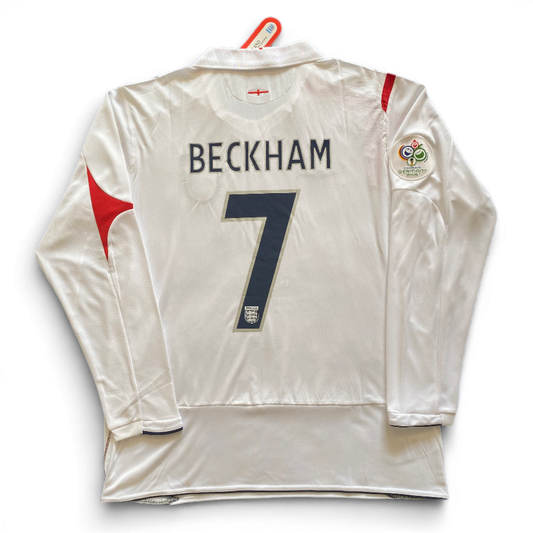 England's longsleeve home jersey for the 2006 World Cup. David Beckham.