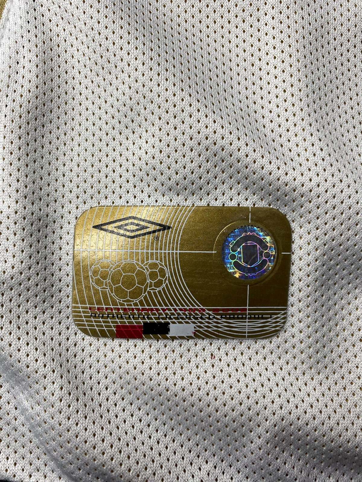 Manchester United reversible jersey commemorating the club's 100th anniversary. Season 01/02. David Beckham