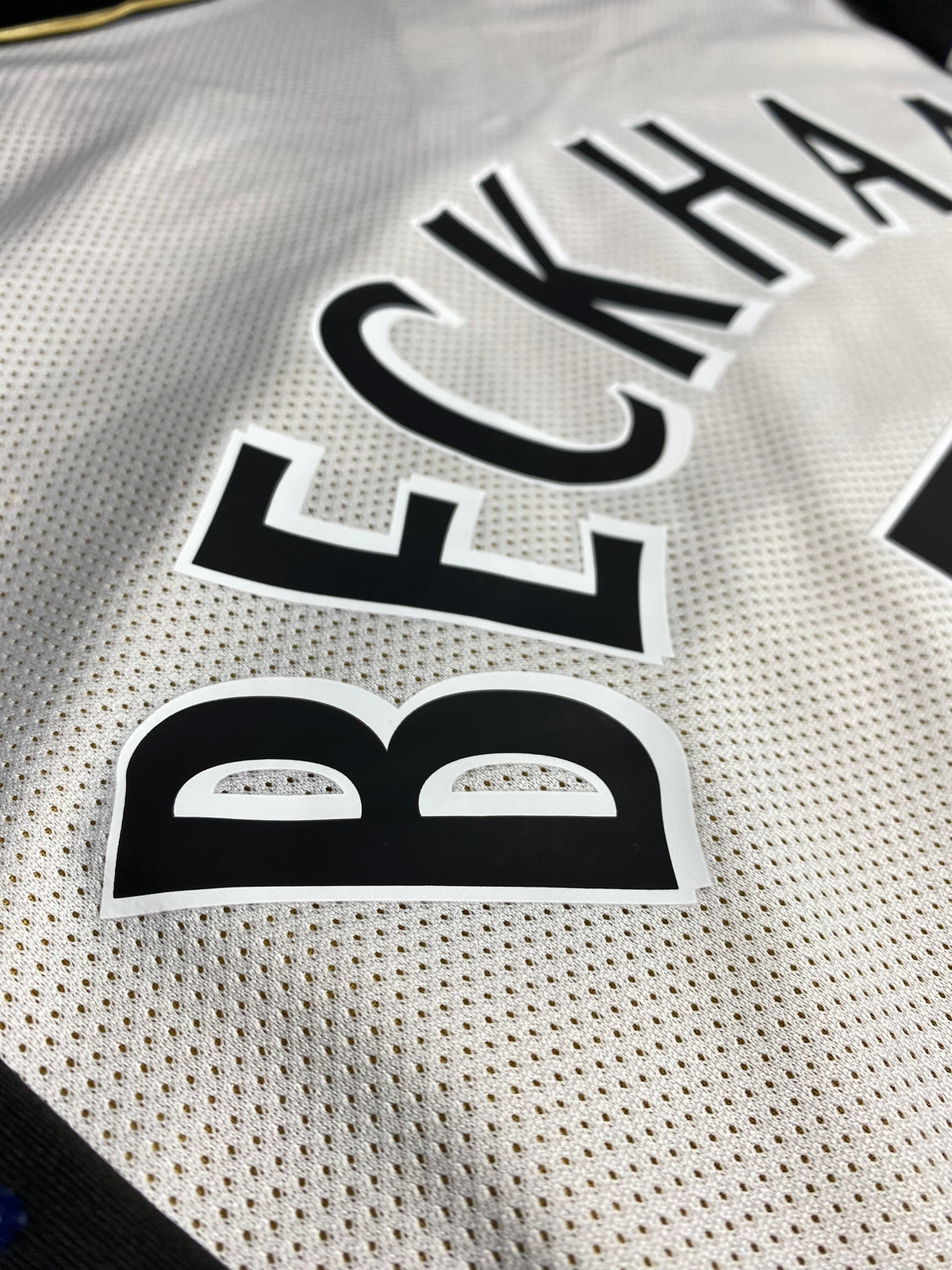 Manchester United reversible jersey commemorating the club's 100th anniversary. Season 01/02. David Beckham