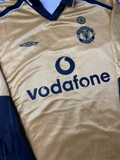 Manchester United reversible jersey commemorating the club's 100th anniversary. Season 01/02. David Beckham