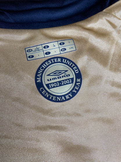 Manchester United reversible jersey commemorating the club's 100th anniversary. Season 01/02. David Beckham