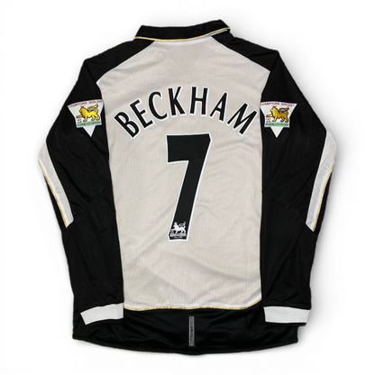 Manchester United reversible jersey commemorating the club's 100th anniversary. Season 01/02. David Beckham