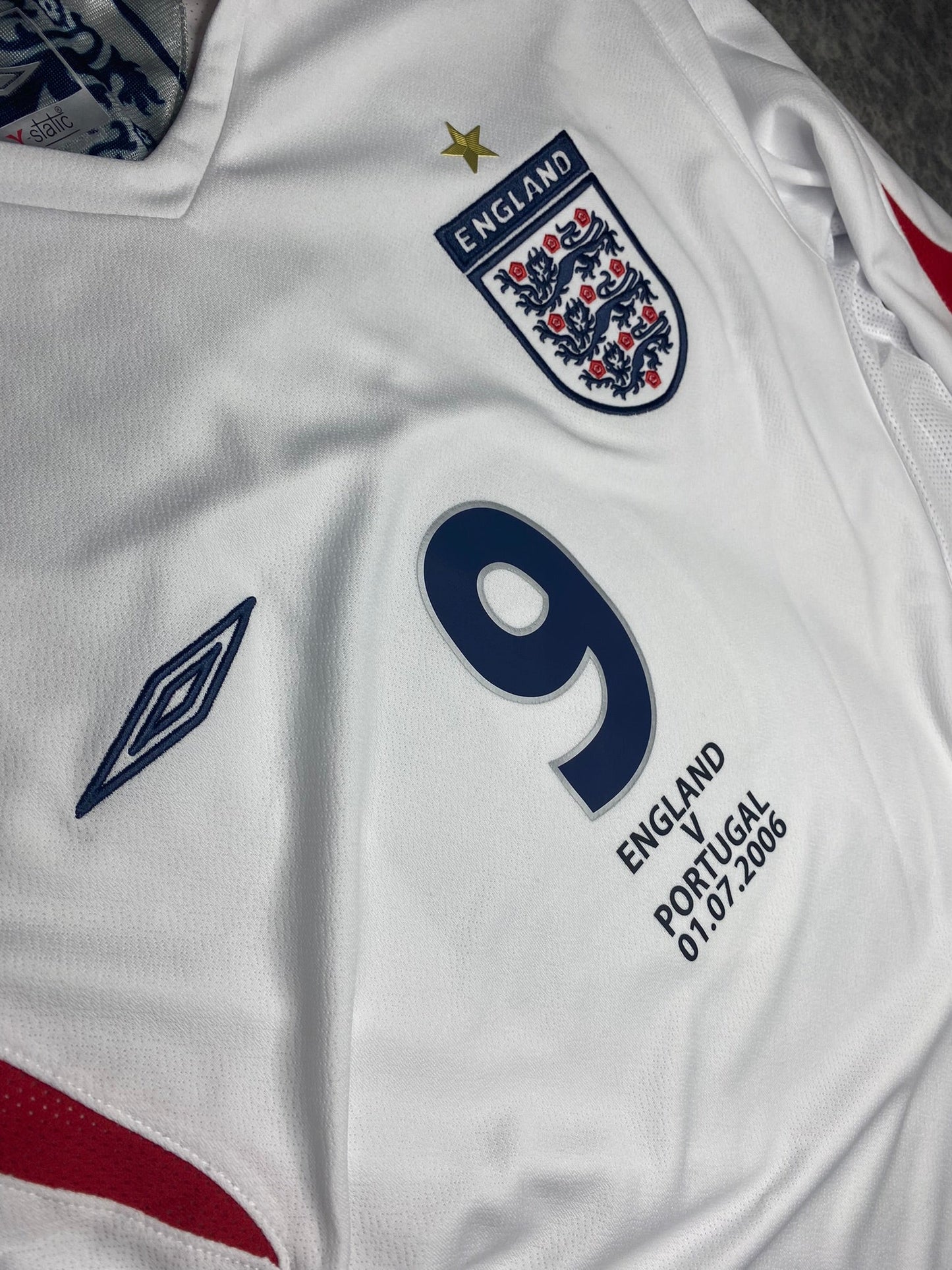 England's longsleeve home jersey for the 2006 World Cup. Wayne Rooney