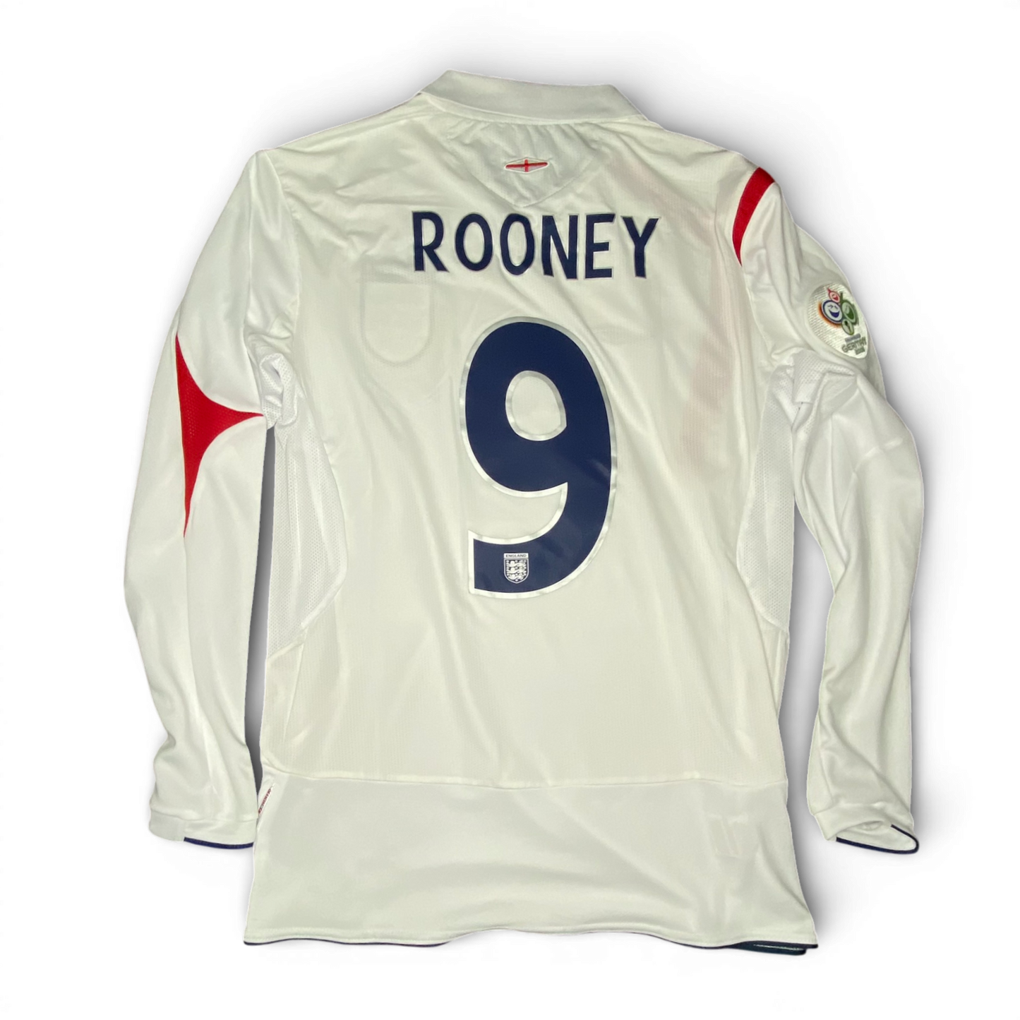 England's longsleeve home jersey for the 2006 World Cup. Wayne Rooney
